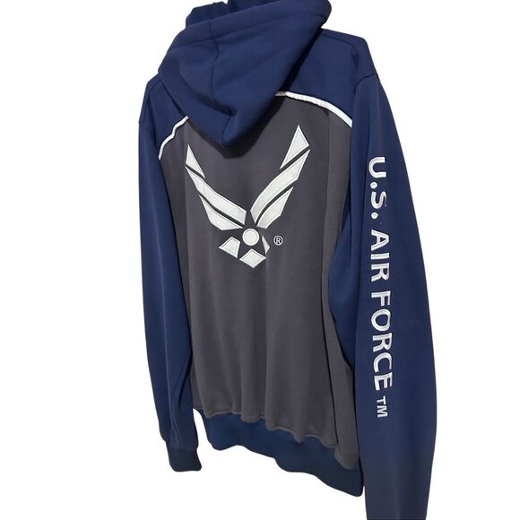 US HONOR US Air Force Full-Zip Hooded Sweatshirt Men's XL Gray Navy - Picture 5 of 13